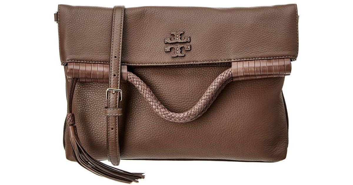 Tory Burch Taylor Convertible Foldover Leather Crossbody in Brown Lyst