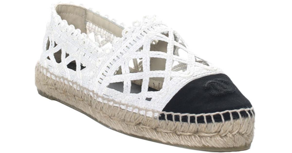 black and white chanel espadrilles