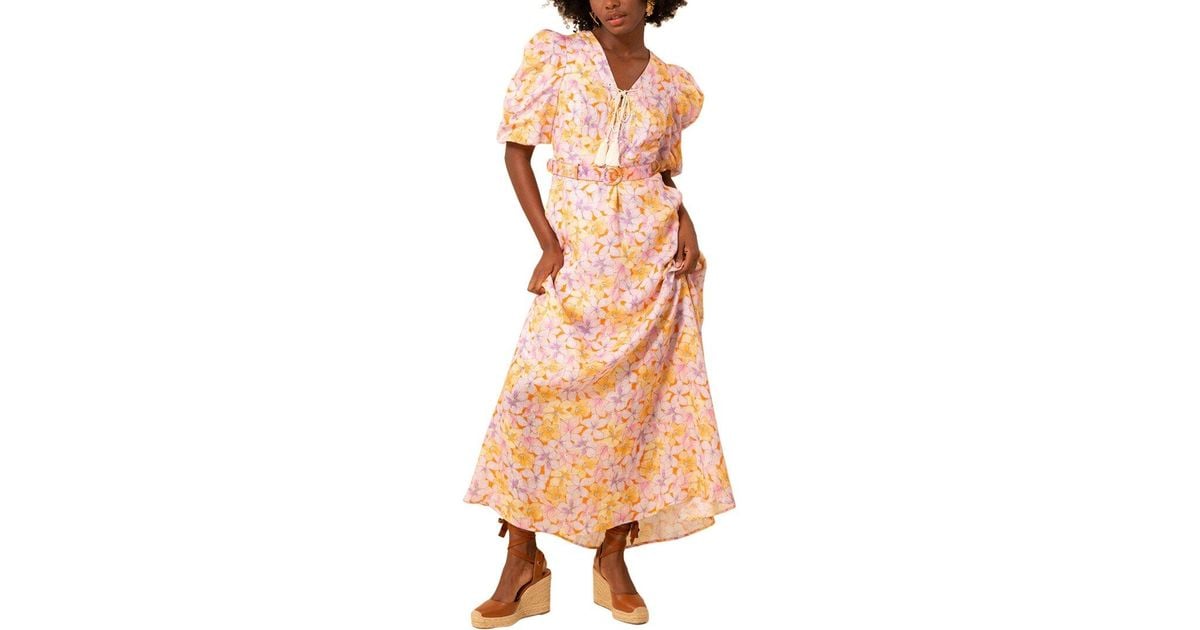 Hale Bob Orange Floral Midi Dress 21EG6187