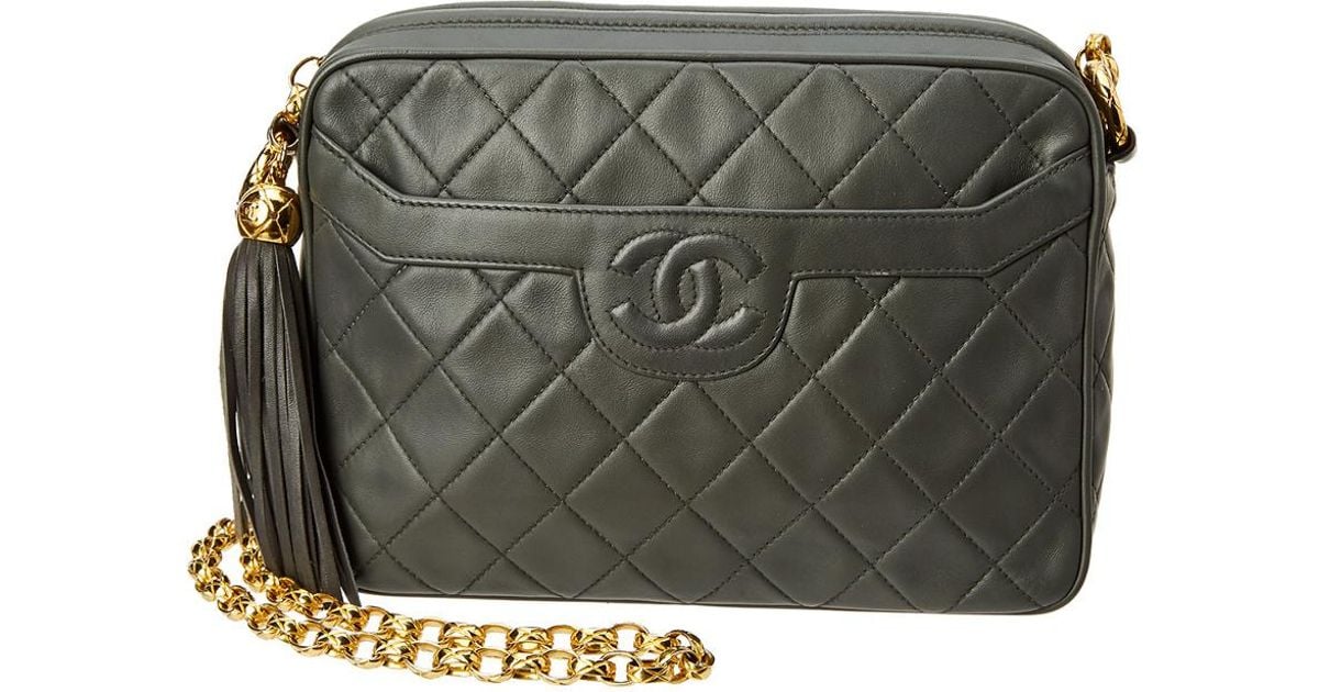 chanel quilted camera bag