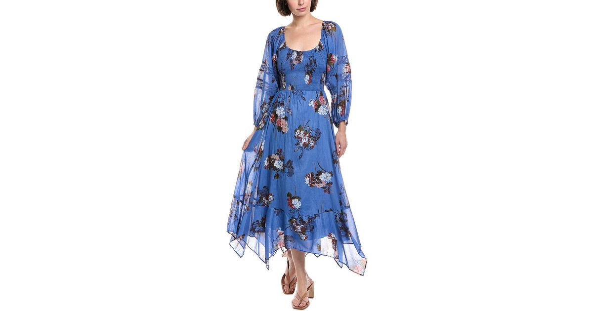 morning glory floral smocked long sleeve maxi dress Morning Glory Long Sleeve Maxi Dress