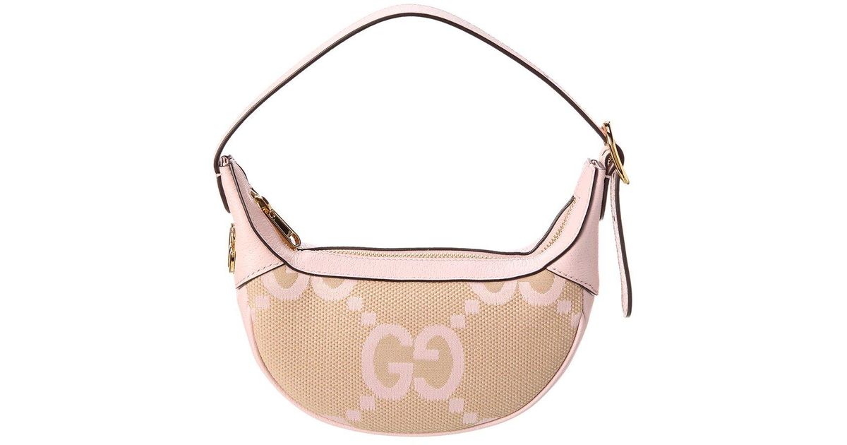 Gucci Ophidia Jumbo GG Mini Bag Camel/Light Pink in Canvas with
