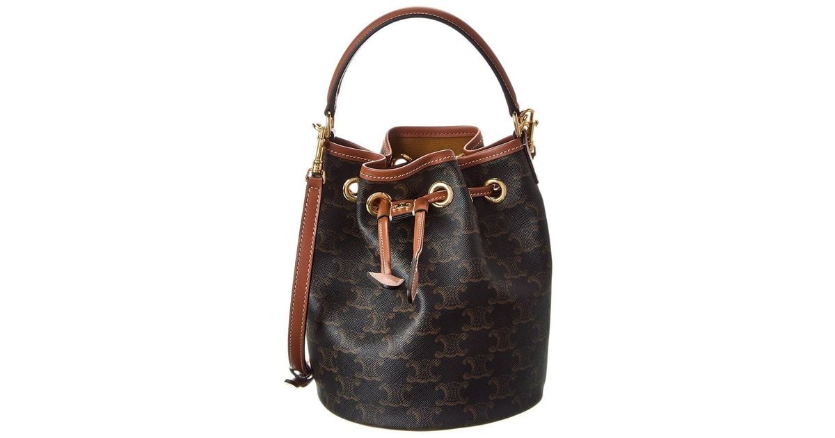 【関税&送料込】Celine Clara Triomphe Canvas And Leather Buc Celine Teen Clara Triomphe Canvas & Leather Bucket Bag – Bluefly