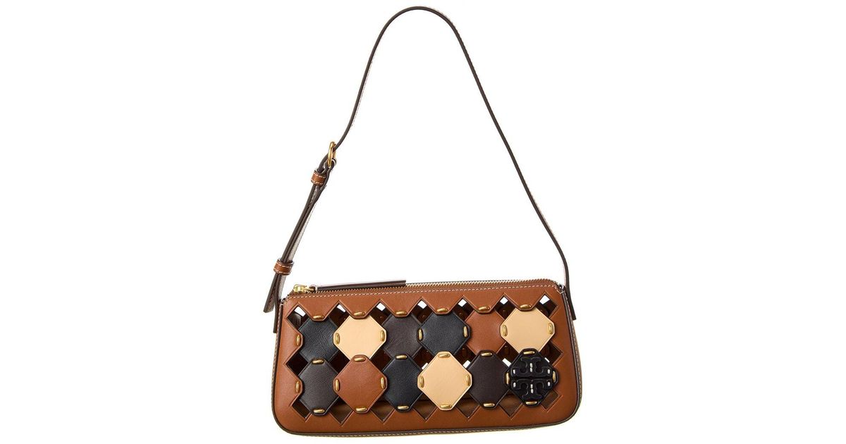 Tory Burch Mcgraw Die Cut Wedge Leather Shoulder Bag in Metallic Lyst