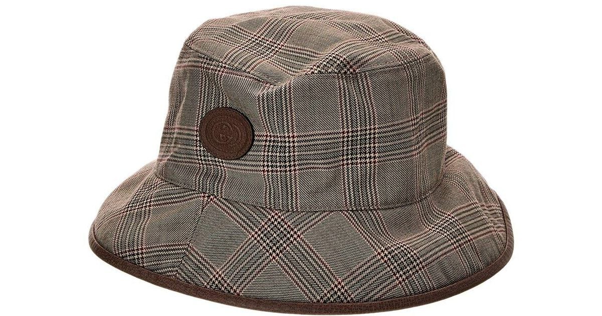 Gucci Reversible Gg Wool & Leather Bucket Hat in Brown Lyst UK