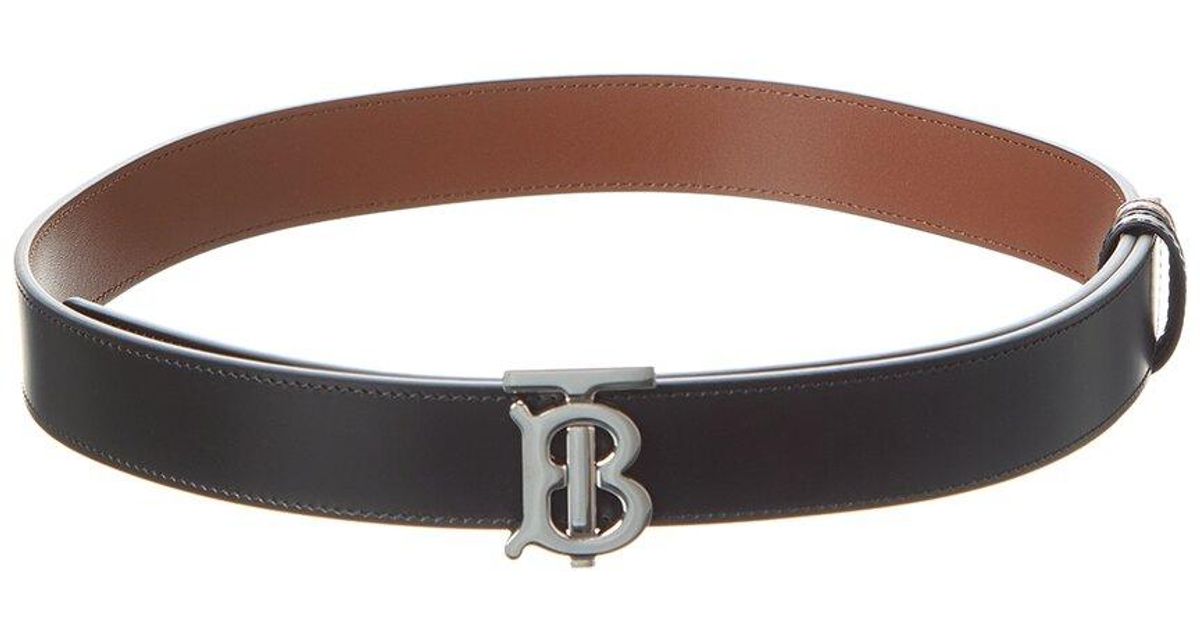 Burberry Black with Tag Logo Buckle Reversible Leather Belt
