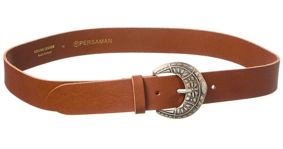 Persaman New York Lola Leather Belt in Brown | Lyst