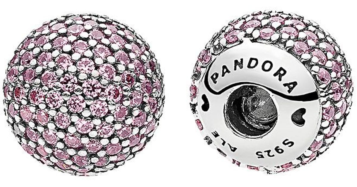 PANDORA Silver & Pink Cz Open Bangle End Caps in Metallic | Lyst