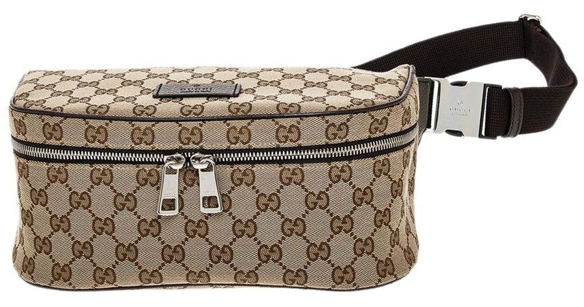 Gucci GG Supreme Canvas & Leather Crossbody Belt Bag in Natural