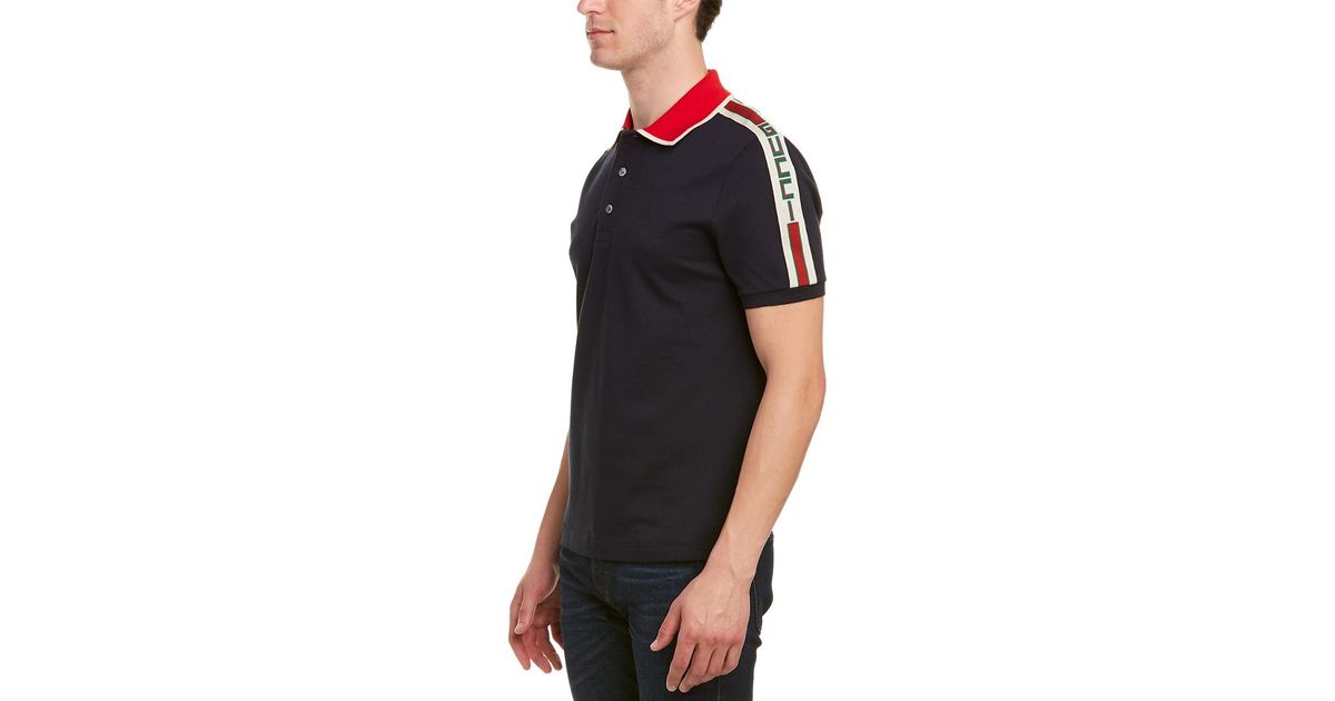 cotton polo with gucci stripe