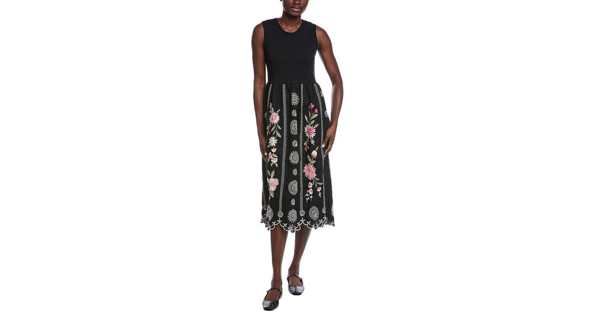 knee length dresses for ladies Johnny Was - Linen Tank Dress in Kamala Print main image 0