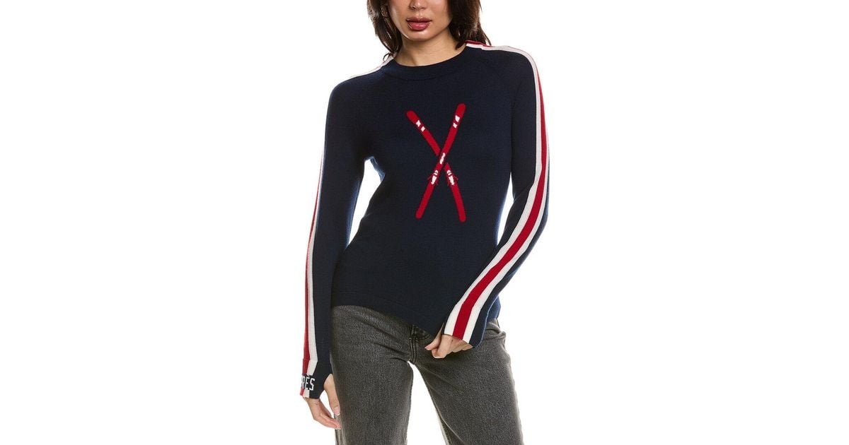 Hannah Rose Worsted Merino Wool Crossed Skis Sweater in Blue | Lyst