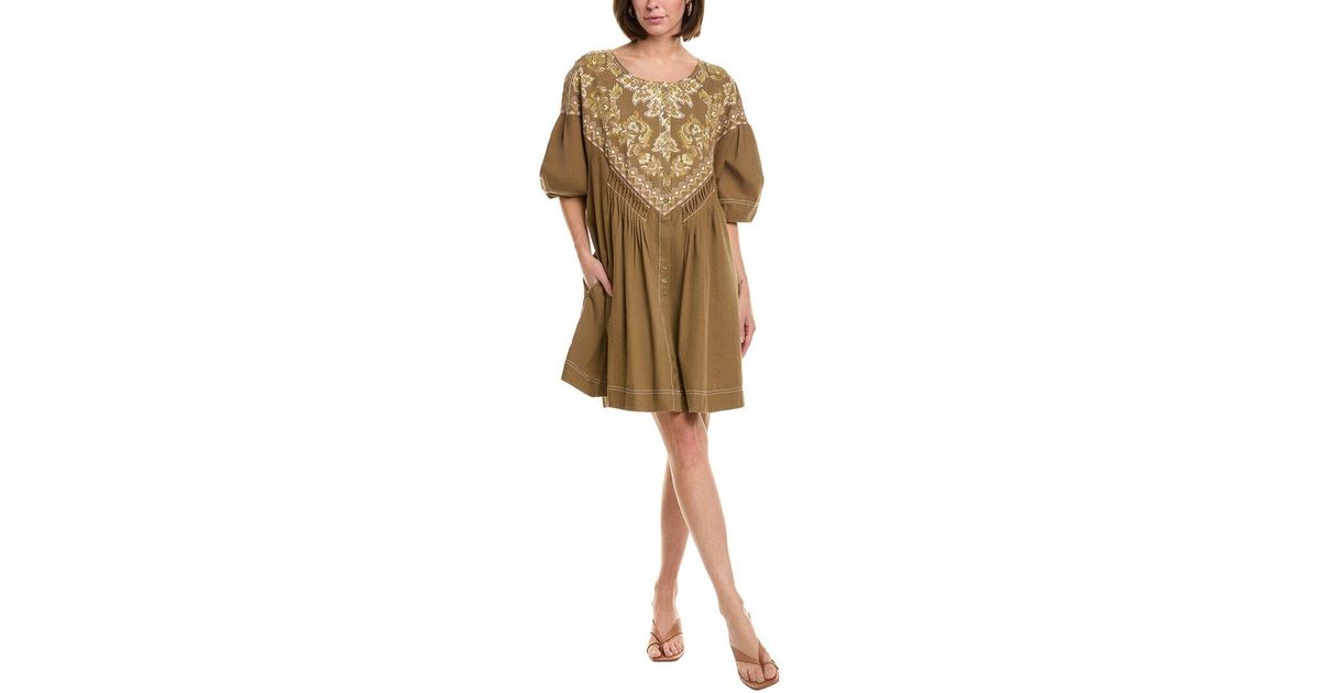 Free People Orson Mini Dress in Natural | Lyst UK