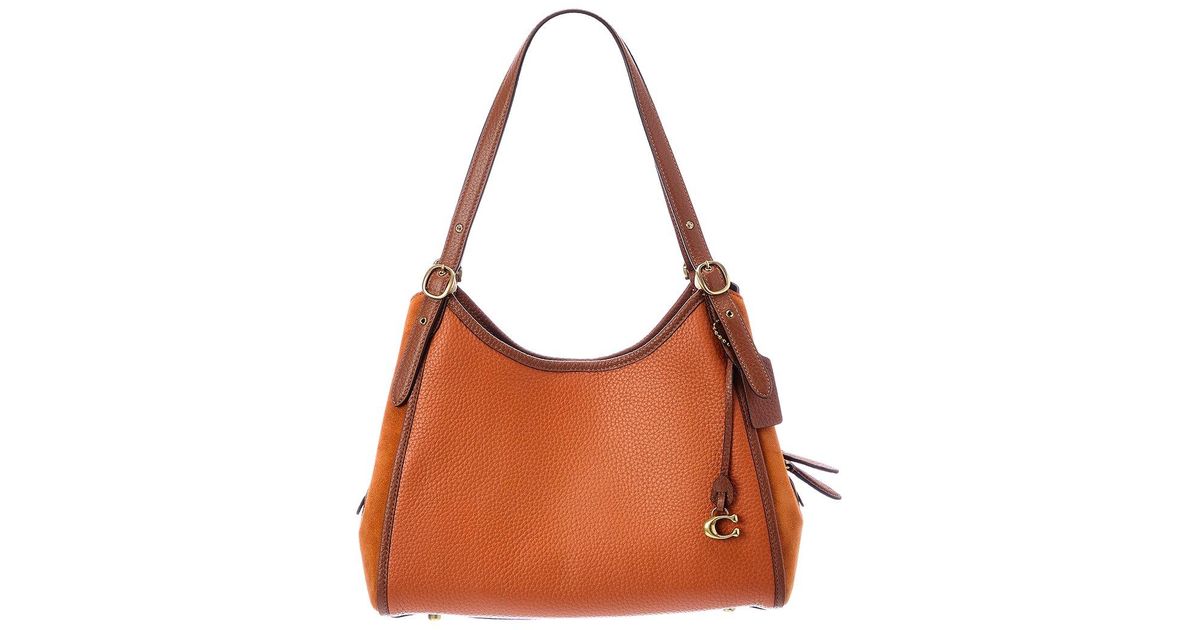 COACH Lori Leather & Suede Shoulder Bag in Orange Lyst Australia