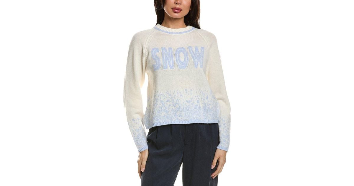 Hannah Rose Merino Wool Snow Crewneck Sweater in White | Lyst