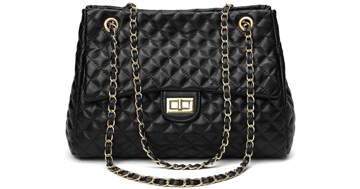 Tiffany & Fred Full-grain Quilted Leather Tote in Black - Lyst