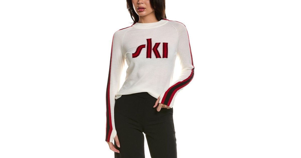 Hannah Rose Worsted Merino Wool Ski Stripe Sweater in White | Lyst