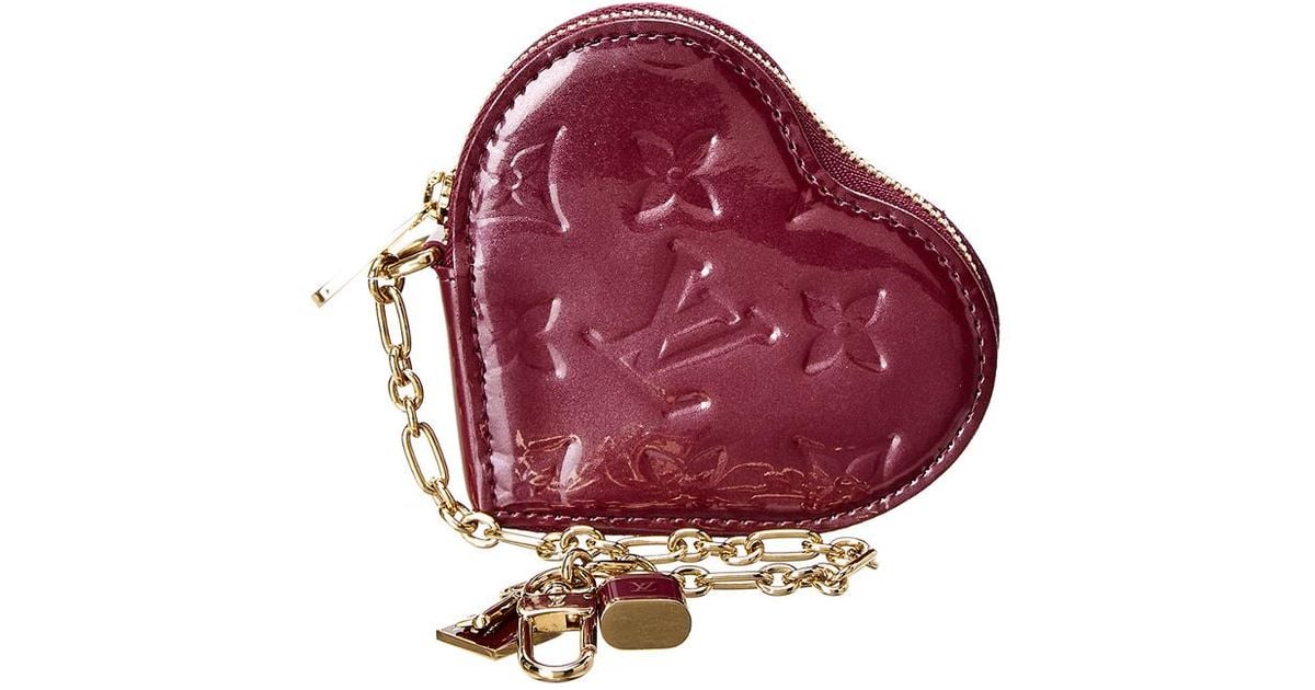 Louis Vuitton Red Vernis Heart Coin Purse