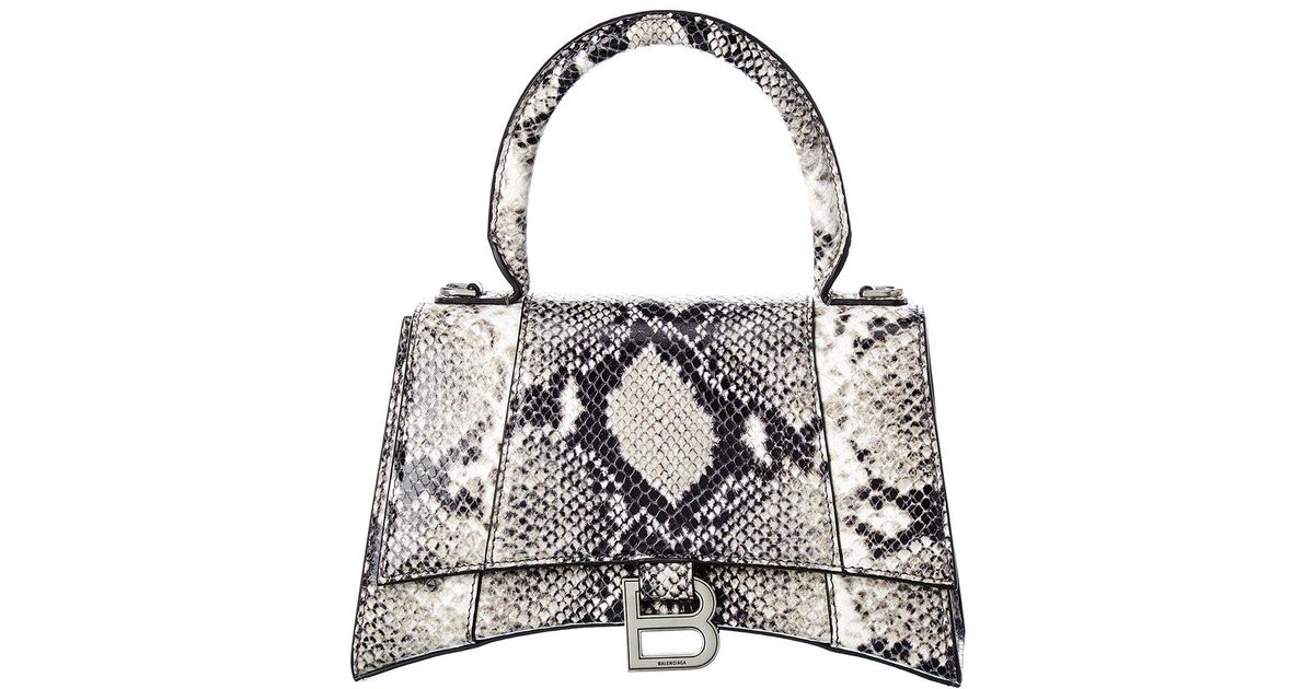Balenciaga Hourglass Small Snake-embossed Leather Top Handle Shoulder Bag |  Lyst Canada