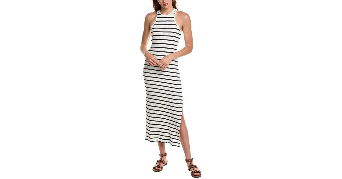 French Connection Tommy Rib Stripe Racerback Midi Dress in White Lyst UK
