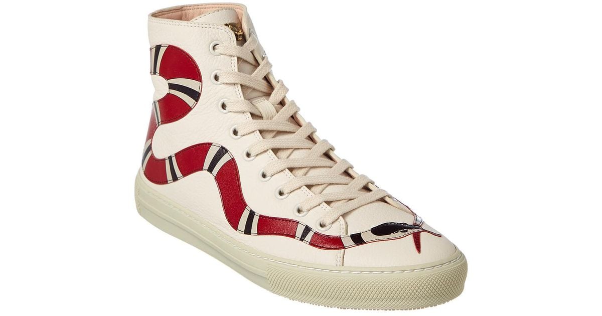 gucci leather high top with snake