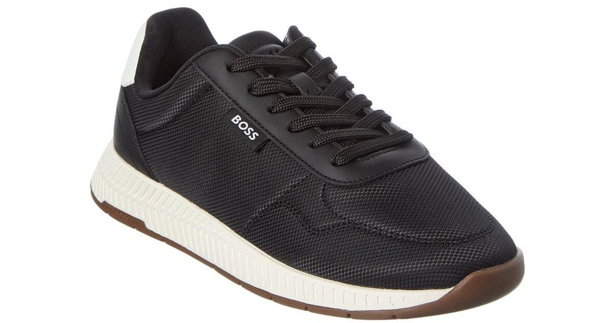 BOSS Titanium Mesh Sneaker in Black for Men | Lyst