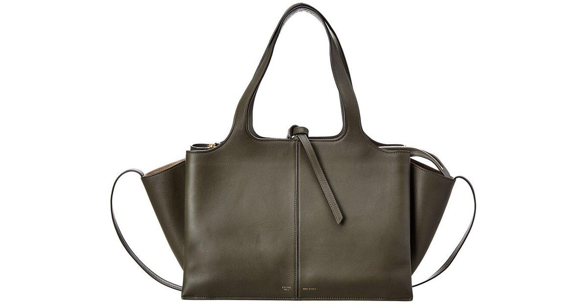 Celine Trifold Medium Leather Shoulder Bag in Green | Lyst UK