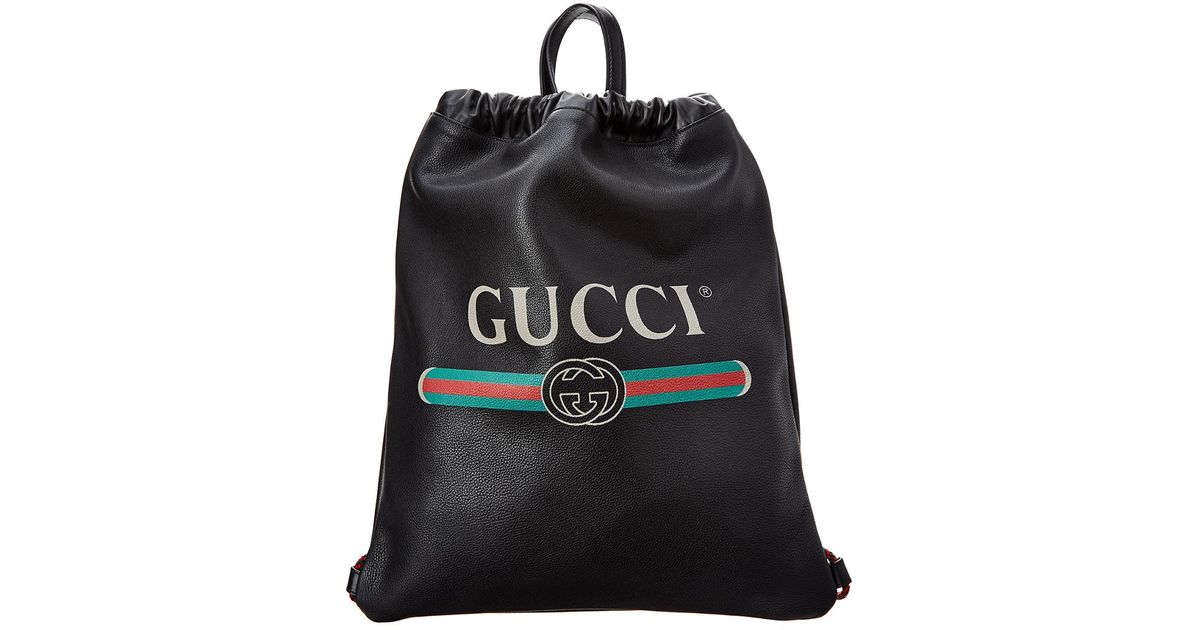 gucci leather drawstring backpack