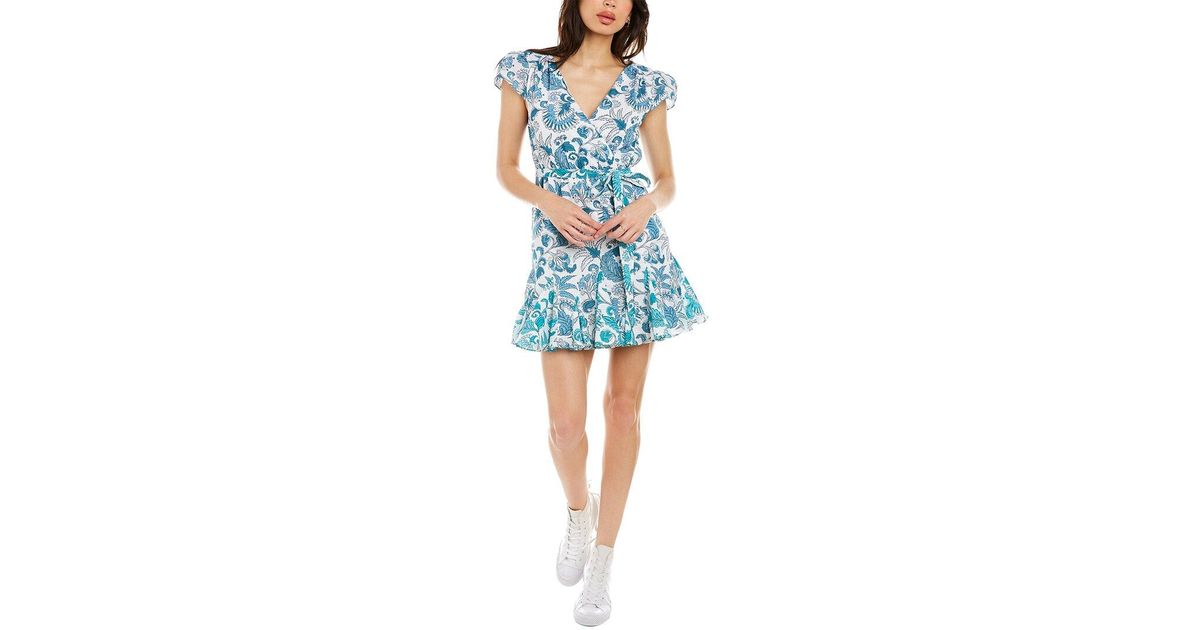 CELINA MOON Belted Mini Dress in Blue | Lyst Canada