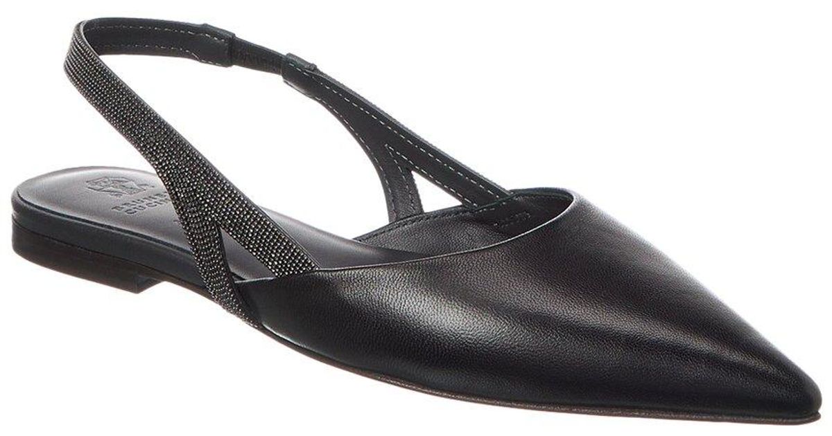 【関税&送料込】Brunello Cucinelli City Leather Slingback De City heels for Woman in Brown | Brunello Cucinelli