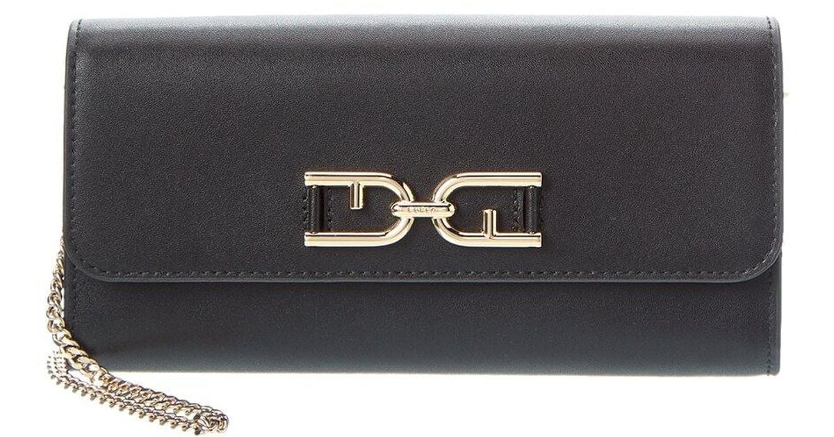 Furla Meti Leather Chain Wallet in Black | Lyst