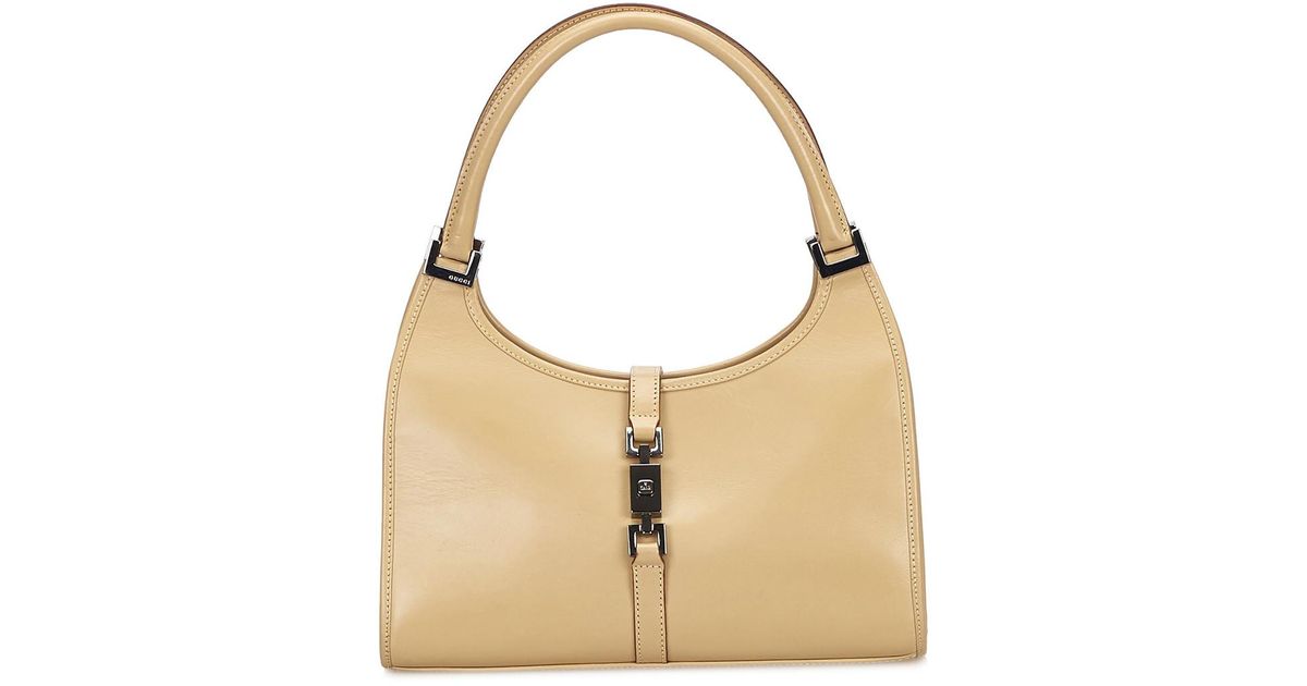 Gucci Beige Leather Jackie Shoulder Bag in Natural | Lyst