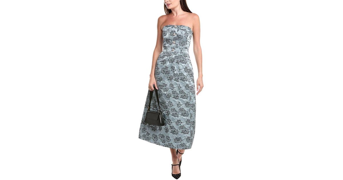 princess polly baby blue dress Ganni Jacquard Corsage Dress in Blue