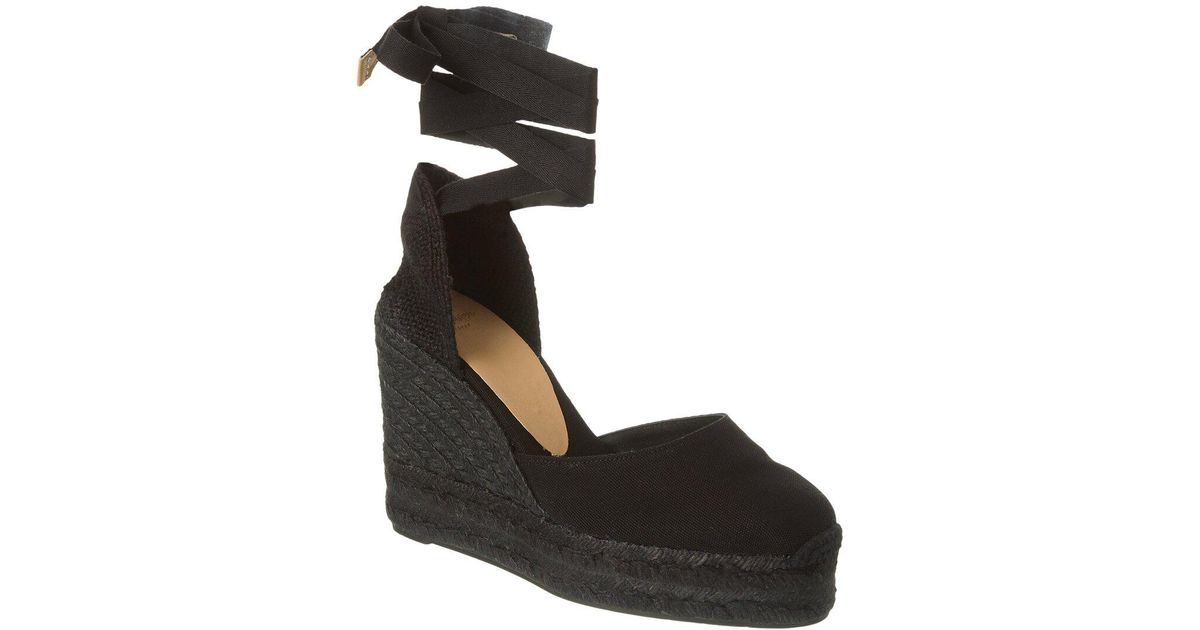 Castañer black carina 80 sales ankle tie wedge sandals