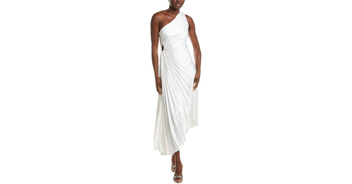 strapless open back dress Brooklynn One-Shoulder Accordion Pleat Dress White S main image 1
