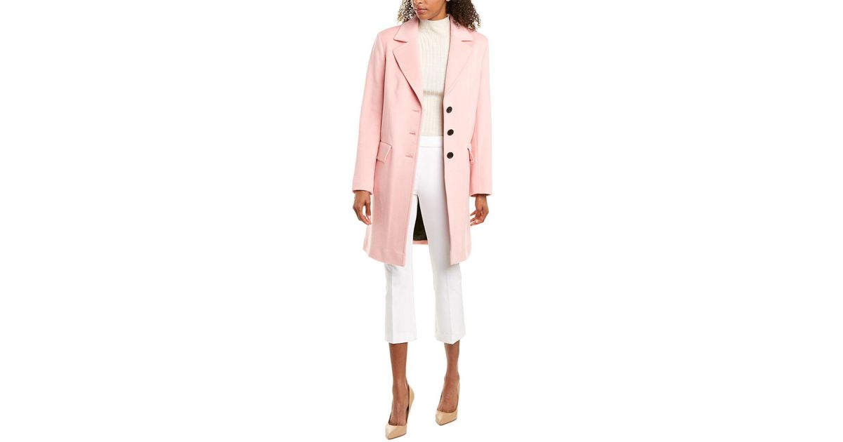 pink wool long coat