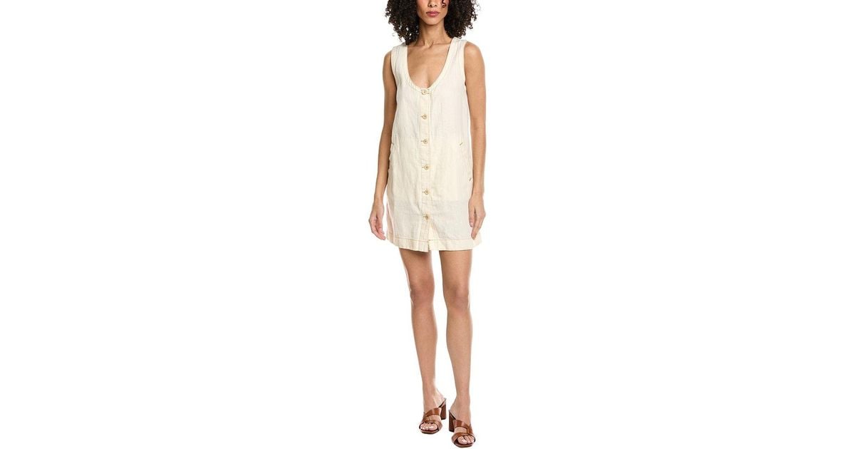 Faherty Linen-Blend Denim Malibu Mini Dress in White | Lyst
