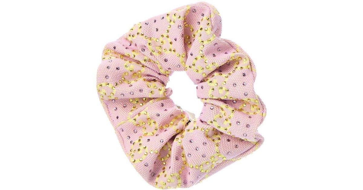 Gucci Pink Scrunchie with Gold Accent Print Gucci Pink Pattern Print Headband with Bow Accent - Pink  main image 2