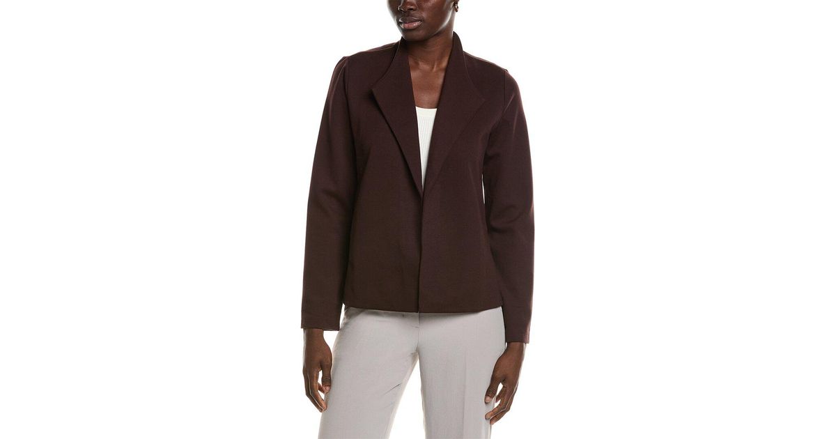 Eileen Fisher High Collar Jacket in Brown Lyst UK