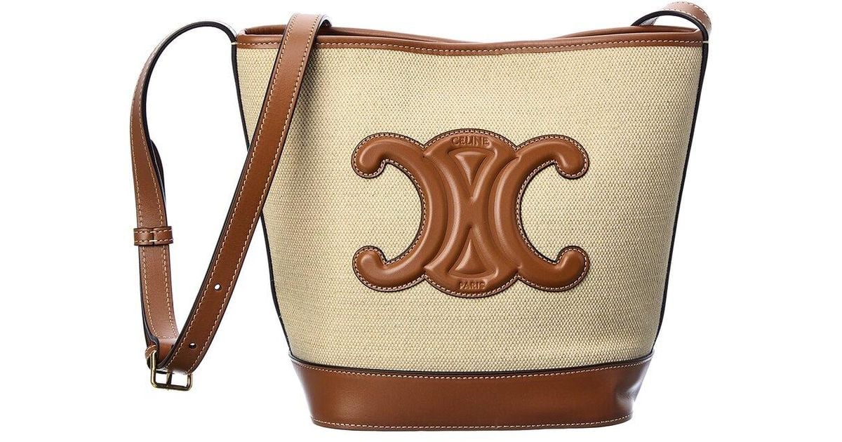 SMALL BUCKET CUIR TRIOMPHE IN TRIOMPHE CANVAS AND CALFSKIN - GREGE