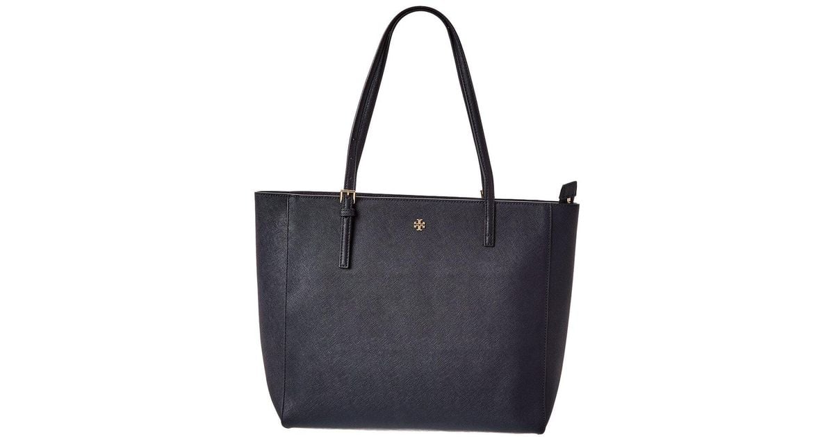 Tory Burch Emerson Leather Tote in Black | Lyst