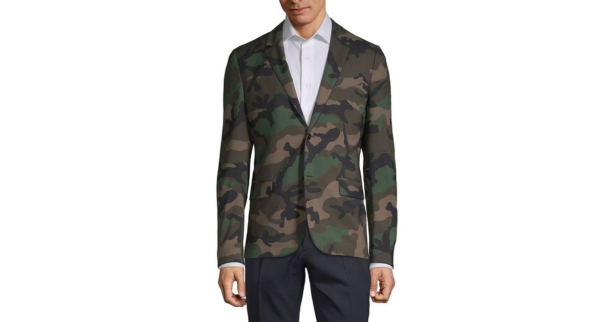 Valentino Synthetic Camouflage Sport Coat in Green for Men - Lyst