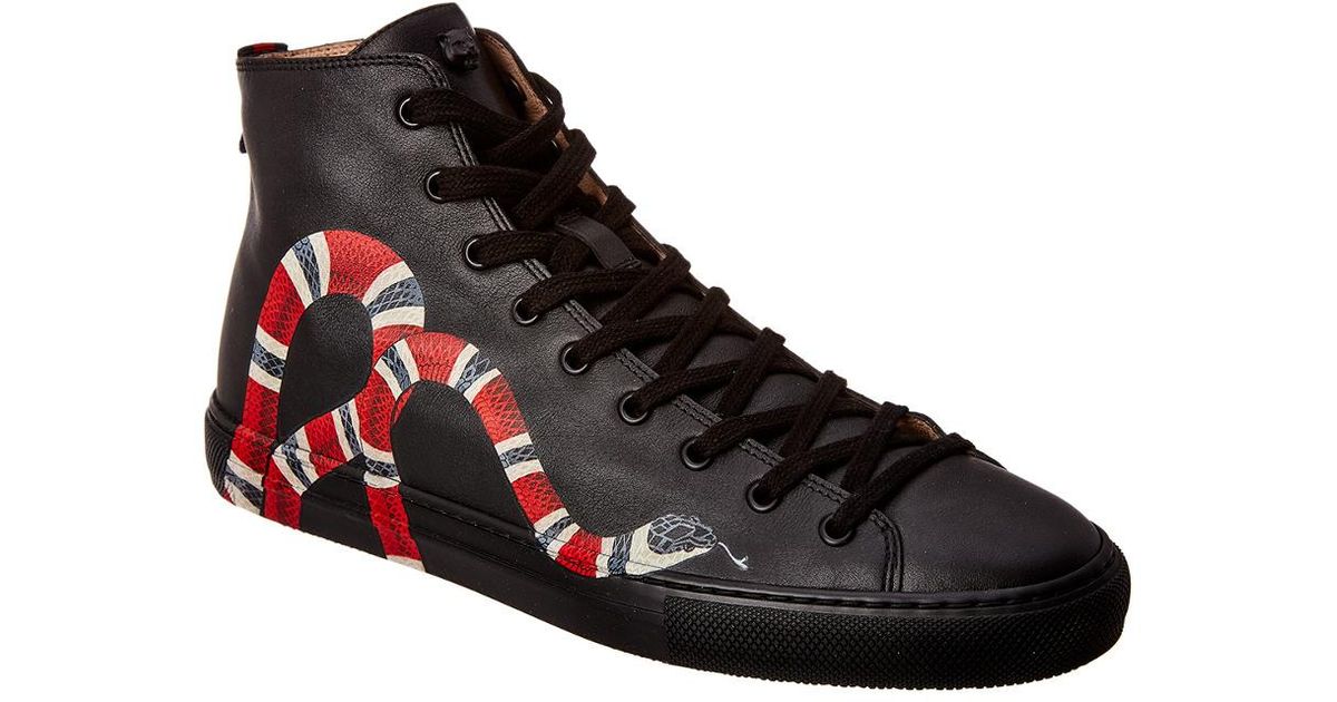 Gucci Kingsnake Leather High-top Sneaker in Black for Men | Lyst
