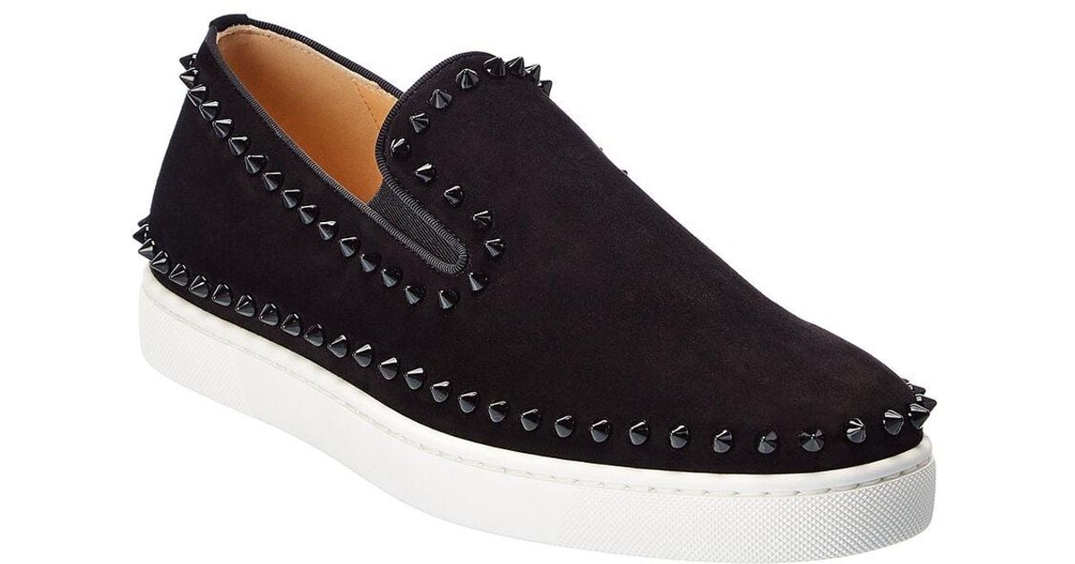 Christian Louboutin Pik Suede Boat Shoe in Black for Men Lyst Canada