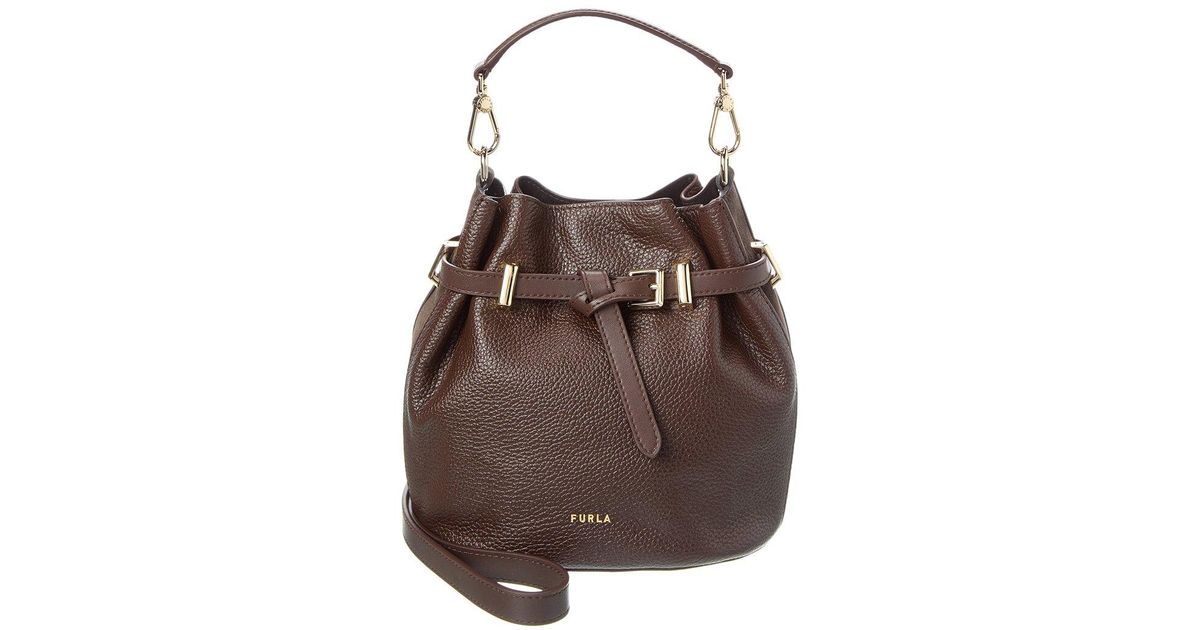 Furla Aura Leather Mini Bag in Brown | Lyst
