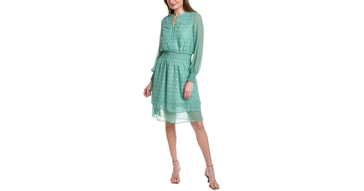 T Tahari Swiss Dot A-line Dress in Green | Lyst