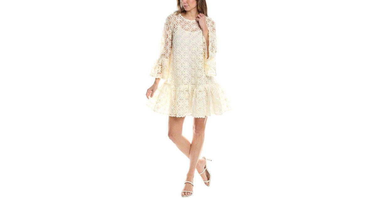 Delicate Sheer Short Dress with Pleated Flower Detail Mist