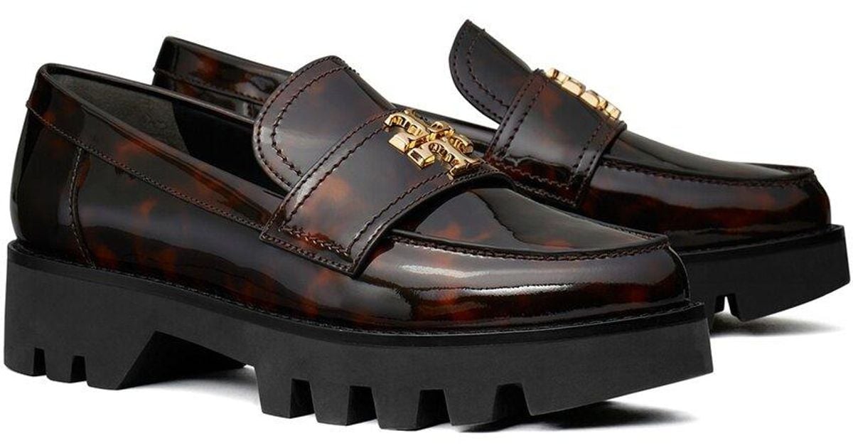 Tory Burch Mini Everly Leather Chunky Loafer in Black | Lyst