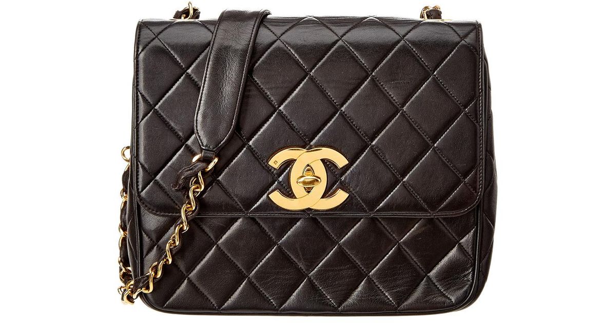 Chanel Black Quilted Lambskin Leather Big Cc Square Single Flap Bag | Lyst  Australia