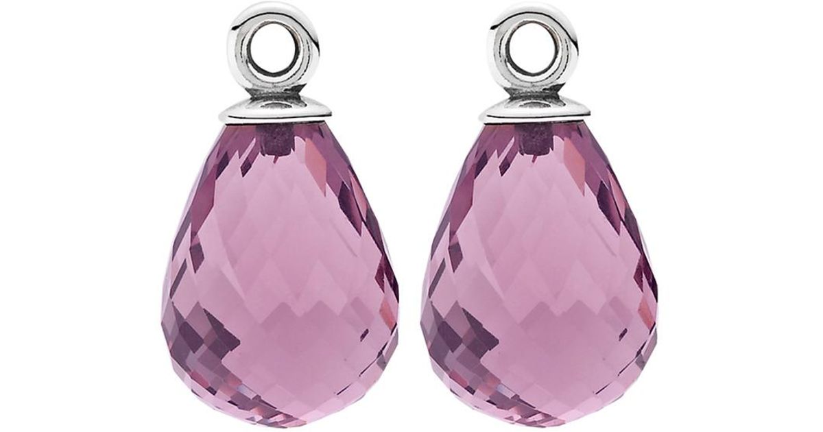 Lyst Pandora Fascinating Beauty Silver Murano Gl Earring Charms Lyst Pandora Fascinating Beauty Silver Murano Gl Earring Charms In Purple